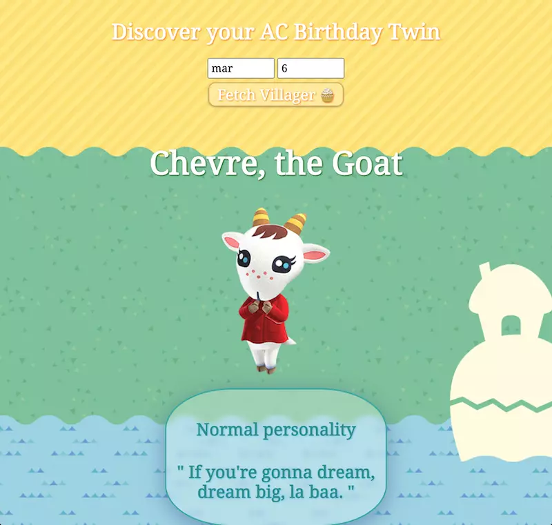 animal crossing birthday twin web app preview